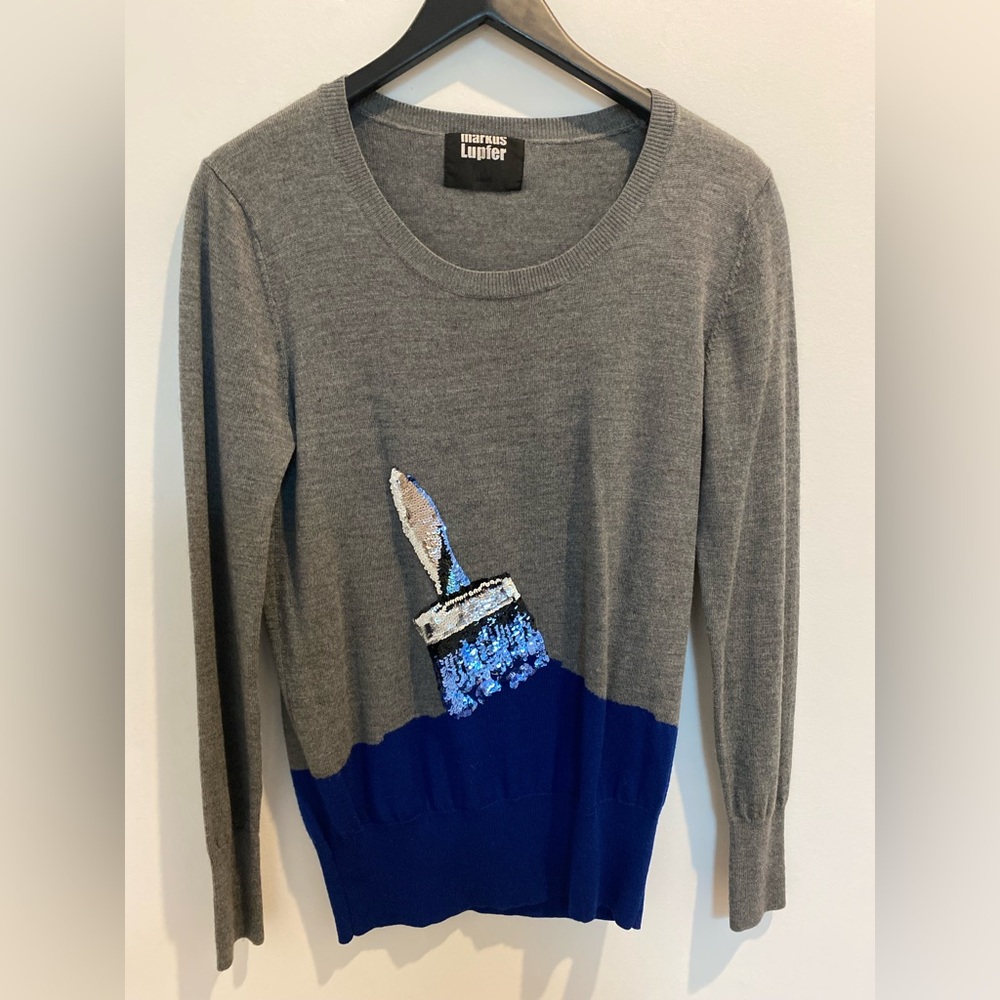 Markus Lupfer Embellished Merino Wool Sweater Size S